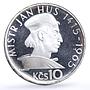 Czechoslovakia 10 korun Hussites Movement Revolutionary Jan Hus silver coin 1965