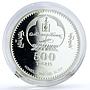 Mongolia 500 togrog Grenoble Olympic Games Skier Sports proof silver coin 2004