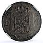 Philippines 50 centimos King Alfonso XII Coat of Arms AU55 NGC silver coin 1885