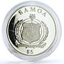 Samoa 5 dollars Trains Railways Railroads Saxonia Locomotive silver coin 2013