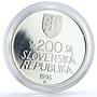 Slovakia 200 korun Mountain Railway Railroad Strba Train Locomotive Ag coin 1996