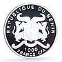 Benin 1000 francs Trains Railways Chemin de Fer Locomotive silver coin 2000