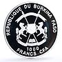 Burkina Faso 1000 francs Trains Railways Abidjan Niger Locomotive Ag coin 2013