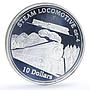 Cook Islands 10 dollars Trains Railways GS-4 Steam Locomotive silver coin 2009