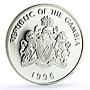 Gambia 20 dalasis Victorian Age 1st Steam Trains Railways proof silver coin 1996