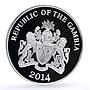 Gambia 20 dalasis Trains Railways 1st Trevithick Steam Locomotive Ag coin 2014