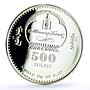 Mongolia 500 togrog St Moritz Olympic Games Skier Sports proof silver coin 2006