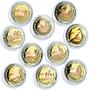 Fiji set of 10 coins World Soccer Football African Wildlife CuNiMSNi coins 2010