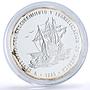 Dominican Republic 1 peso Discovery of America Ship Clipper Landing Ag coin 1989