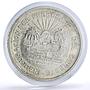 Mexico 5 pesos Opening of Southeastern Railroad Trains Railways silver coin 1950