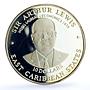 East Caribbean States 10 $ West Indies University Sir Arthur Lewis Ag coin 1998