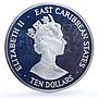 East Caribbean States 10 dollars Inaugural Test Match Sri Lanka silver coin 1997