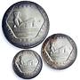 Mexico set of 3 coins Precolombina Chaac Mool Statue Sculpture silver coins 1994