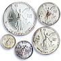 Mexico set of 5 coins Libertad Angel of Independence silver coins 1992