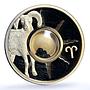 Cook Islands 1 dollar Gemstone Zodiac Signs series Aries gilded silver coin 2003