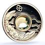 Cook Islands 1 dollar Gemstone Zodiac Signs series Cancer gilded Ag coin 2003