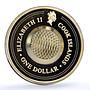 Cook Islands 1 dollar Gemstone Zodiac Signs series Libra gilded silver coin 2003