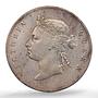 Hong Kong 50 cents Queen Victoria Coat of Arms VF Detail PCGS silver coin 1892