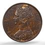 Hong Kong 1 cent Queen Victoria Coat of Arms AU58 PCGS bronze coin 1866
