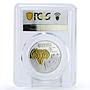 Ukraine 5 hryvnias Fauna in Cultural Monuments Ram PR70 PCGS gilded Ag coin 2019