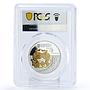 Ukraine 5 hryvnias Fauna Cultural Monuments Wolf PR70 PCGS gilded Ag coin 2016