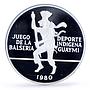 Panama 10 balboas Balseria Game Deporte Indigena Guaymi Indian silver coin 1980