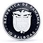 Panama 10 balboas Balseria Game Deporte Indigena Guaymi Indian silver coin 1980