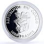 Congo 1000 francs Seafaring Portuguese Merchant Ships Clippers silver coin 2002