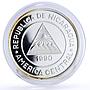 Nicaragua 10000 cordobas Discovers Columbus Ship Clipper proof silver coin 1990