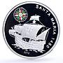 Benin 1000 francs Seafaring Santa Maria Ship Clipper Compass silver coin 2010