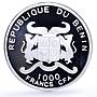 Benin 1000 francs Seafaring Santa Maria Ship Clipper Compass silver coin 2010