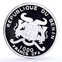 Benin 1000 francs Seafaring Mayflower Ship Clipper Compass silver coin 2010