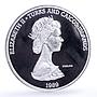 Turks and Caicos Islands 20 crowns Columbus Discover Nina Ship silver coin 1989