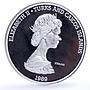 Turks and Caicos Islands 20 crowns Columbus Sighting New World silver coin 1989