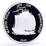 Mongolia 500 togrog Seafaring Ship Clipper Marco Polo Homeward silver coin 2003