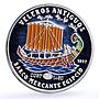 Saharawi 1000 pesetas Seafaring Egyptian Boat Ship Clipper silver coin 1997