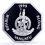 Vanuatu 50 vatu Seafaring Zelee Ship Clipper proof silver coin 1999