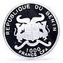 Benin 1000 francs Seafaring HMS Victory Ship Clipper Compass silver coin 2010