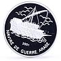 Chad 1000 francs Seafaring Arabic Warship Ship Clipper proof silver coin 2001