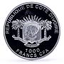 Ivory Coast 1000 francs Seafaring Dar Pomorza Ship Clipper silver coin 2010