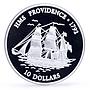 Fiji 10 dollars Seafaring HMS Providence Ship Clipper proof silver coin 2001