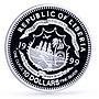 Liberia 10 dollars Seafaring Endeavour Ship Clipper James Cook silver coin 1999