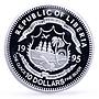 Liberia 10 dollars Seafaring Boat Ship Clipper Piligrim Fathers silver coin 1995