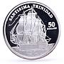 Marshall Islands 50 dollars Seafaring Santisima Trinidad Ship silver coin 1998