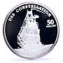 Marshall Islands 50 dollars Seafaring USS Constellation Ship silver coin 1998