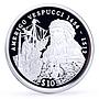 Sierra Leone 10 dollars Seafaring Ship Clipper Amerigo Vespucci silver coin 1999