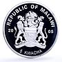 Malawi 5 kwacha Papal Visit John Paul II Ship Clipper proof silver coin 2005