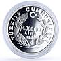 Turkey 4000000 lira Ataturk in Samsun Ship Steamship proof silver coin 1999