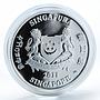 Singapore 5 dollars Orchid Cymbidium Flowers Flora silver proof coin 2011