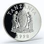 Tanzania 2500 shilings Wildlife Leopard animal proof silver coin 1998